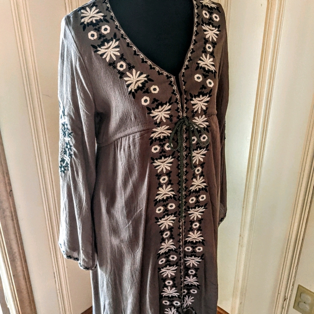 Boho boutique Olive Dress with much detail
